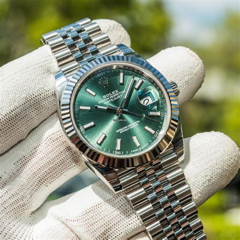 rolex silver with green dial|rolex datejust mint green dial.